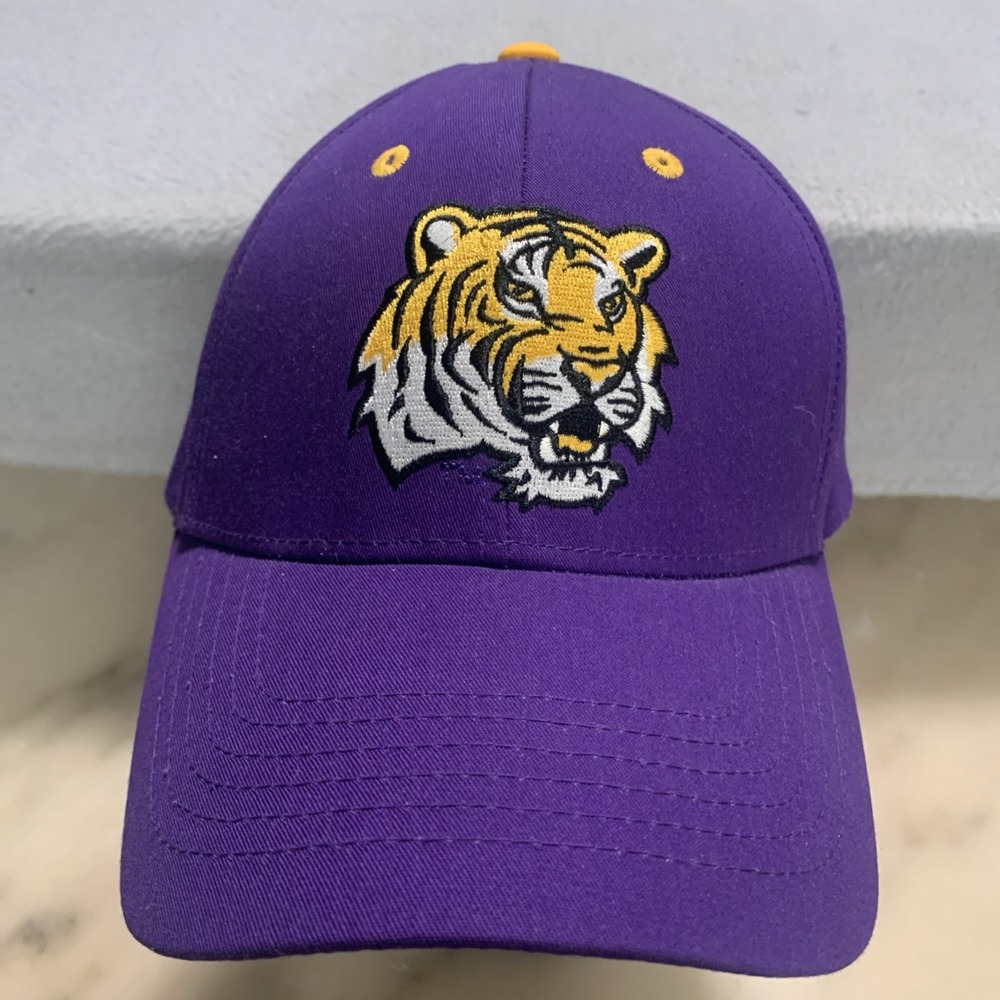 LSU Tigers Hat Cap Purple Adjustable Captivating Headgear Tiger Head Logo NWOT